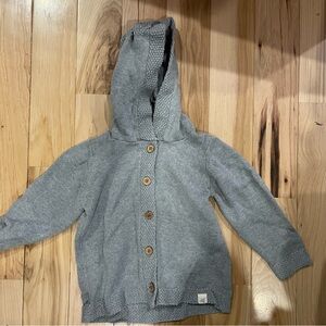 Kids Gray Button-Up Hooded Sweater